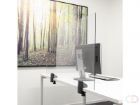 Scheidingsscherm Bureau/Tafel, Plexiglas transparant, incl. 2x bureauklem enkel bureau, 58x120 cm