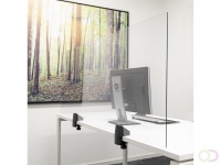 Scheidingsscherm Bureau/Tafel, Plexiglas transparant, incl. 2x bureauklem enkel bureau, 58x160 cm