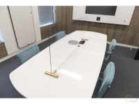 Scheidingsscherm Bureau/Tafel, Plexiglas transparant, incl. 2x houten voetstuk 3-weg, 58x160 cm