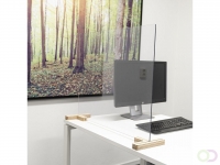 Scheidingsscherm Bureau/Tafel, Plexiglas transparant, incl. 2x houten voetstuk 3-weg, 58x75 cm