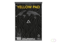 Cursusblok Aurora A4 lijn 4-gaats 160 pagina's 80gr geel