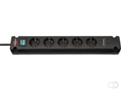 Stekkerdoos Brennenstuhl Bremounta 5vdig incl 2 USB C 3 meter zwart