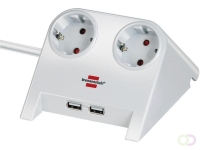 Stekkerdoos Brennenstuhl bureau 2 voudig inclusief 2 USB 1.8m wit