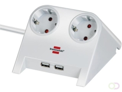 Stekkerdoos Brennenstuhl bureau 2 voudig inclusief 2 USB 1.8m wit