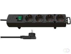 Stekkerdoos Brennenstuhl Comfort Plus 4vdg incl platte stekker 2m zw