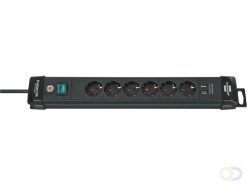 Stekkerdoos Brennenstuhl Premium 6 voudig inclusief 2 USB 3 meter zwart
