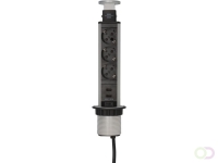 Stekkerdoos Brennenstuhl toren 3 voudig inclusief 2 USB 2 meter zwart/zilver