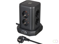 Stekkerdoos Brennenstuhl toren 8 voudig met 2x USB A 1x USB C PD zwart