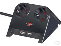 Stekkerdoos Brennenstuhl bureau 2 voudig inclusief 2 USB 1.8 meter zwart