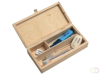 Tekendoos 25x12.5x6.5cm 3 vakken beukenhout
