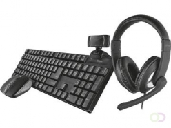 Trust Qoby 4-in-1 Home Office Set met Webcam, headset, toetsenbord (azerty) en muis