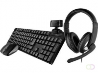 Trust Qoby 4-in-1 Home Office Set met Webcam, headset, toetsenbord (qwerty) en muis