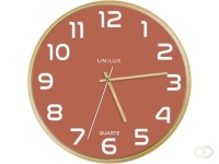 Unilux Baltic wandklok, diameter 30,5 cm, houten frame, roze