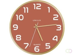 Unilux Baltic wandklok, diameter 30,5 cm, houten frame, roze
