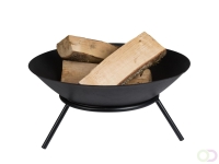 Vuurschaal tuin met onderstel op 3 poten, ronde gietijzeren vuurkom Ã˜56 cm, hoogte 26 cm, zwarte buitenhaard voor terras of bal