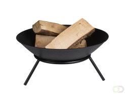 Vuurschaal tuin met onderstel op 3 poten, ronde gietijzeren vuurkom Ã˜56 cm, hoogte 26 cm, zwarte buitenhaard voor terras of bal