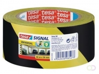 Tesa waarschuwingstape Universal, ft 50 mm x 66 m, geel/zwart