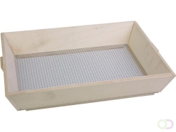 Houten grondzeef rechthoekig 32x22x11 cm, compostzeef met fijne maas 6x6 mm, handzeef voor aarde potgrond zand en grind, lichte