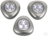 Zelfklevende ledlampen, set van 3 stuks, met eenvoudige aan/uit-drukknop, 3 alkalinebatterijen, 3 leds per lichtje, draadloos, f