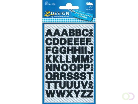Avery Etiketten, letters A-Z, 2 blad, zwart, waterbestendige folie