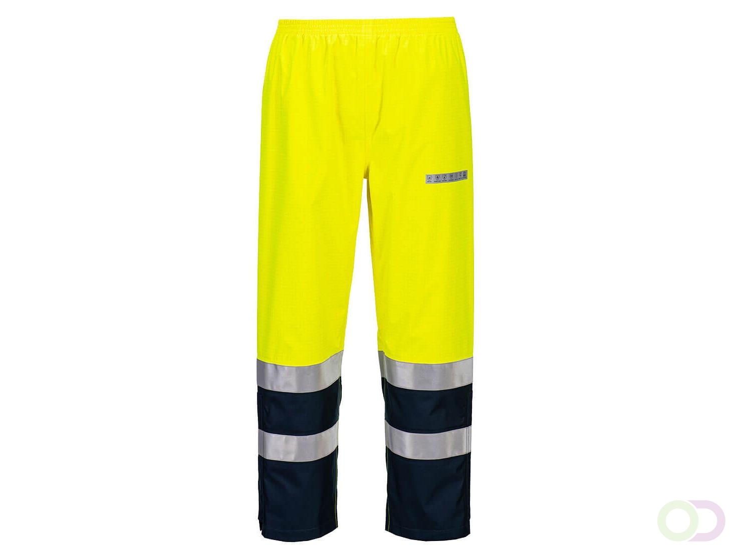 Bizflame Regen  Hi-Vis Vlamboog Broek maat L, Yellow/Navy