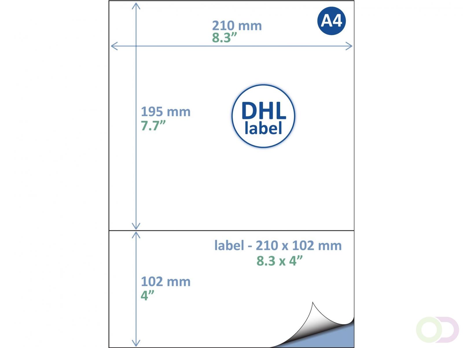Retourlabel DHL IEZZY A4 1.000 vel 210x102mm 1000 labels