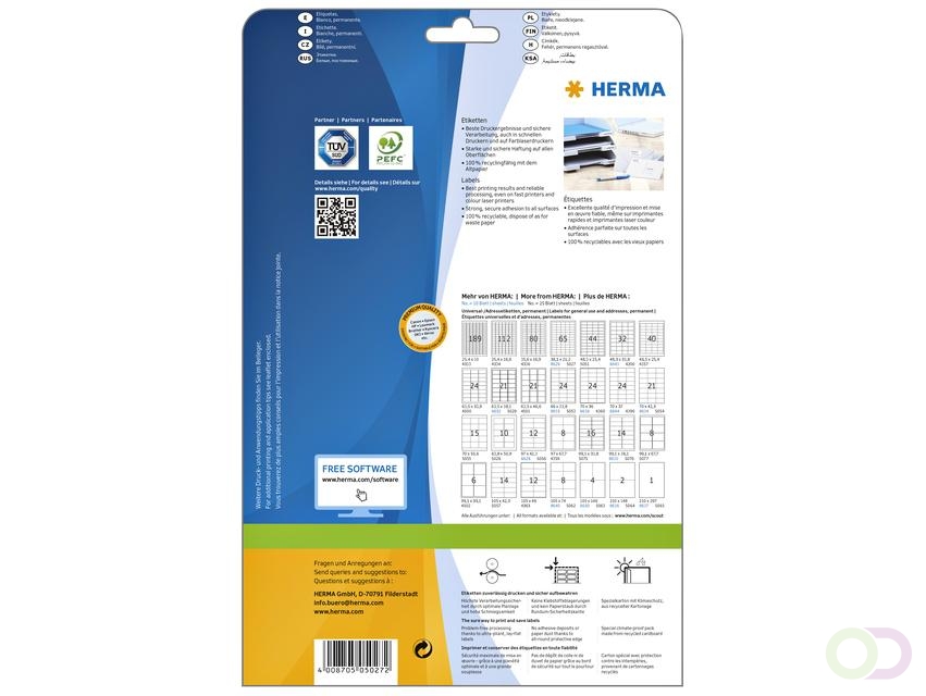 Etiket HERMA 5027 A4 38.1x21.2mm premium wit