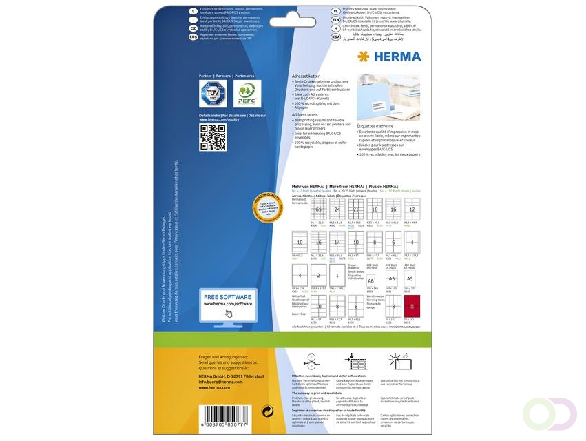 Etiket HERMA 5077 A4 99.1x67.7mm premium 200stuks wit