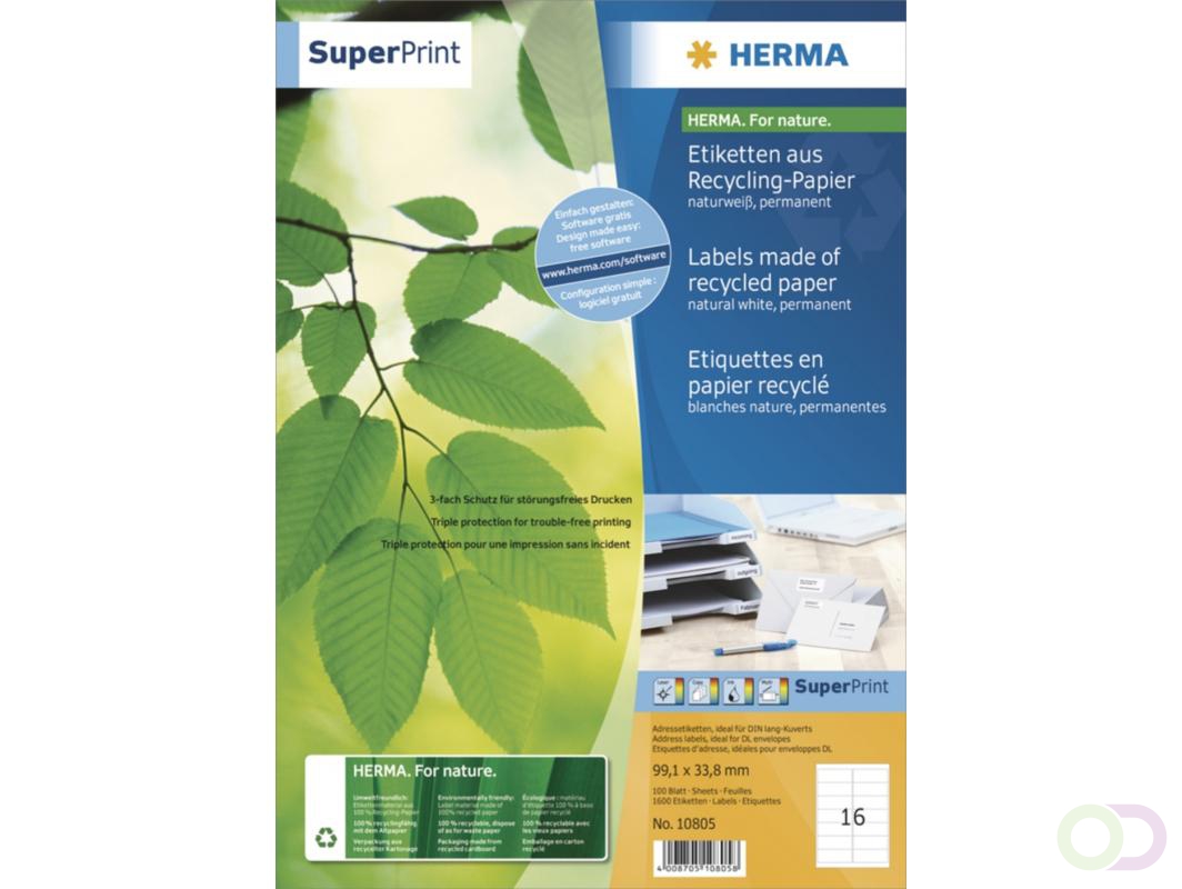 Etiketten 99,1x33,8 SuperPrint gerecycl. 1600 St.