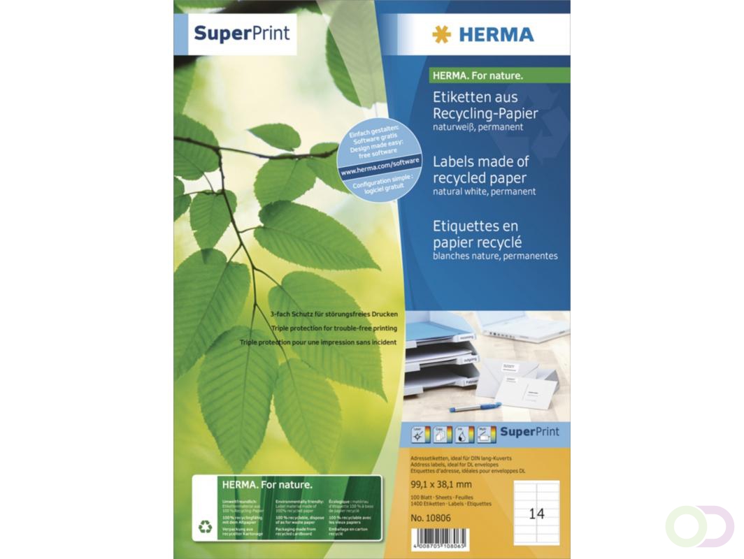 Etiketten 99,1x38,1 SuperPrint gerecycl. 1400 St.