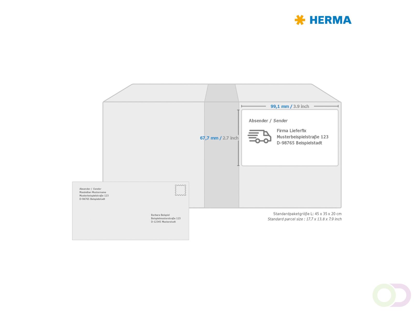 Etiket HERMA 10312 99.1x67.7mm verwijderbaar wit 800 stuks