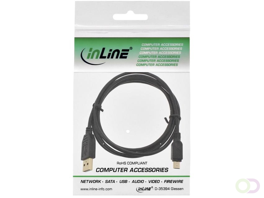 Kabel Inline USB-A USB mini-B 2.0 M 5pin 2 meter zwart