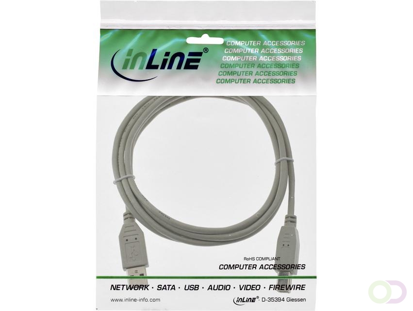 Kabel InLine USB-A USB-B 2.0 M 1.8 meter beige