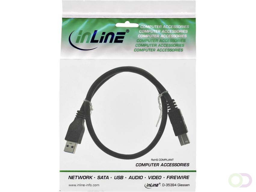 Kabel Inline USB-A USB-B 3.0 M 1.5 meter zwart
