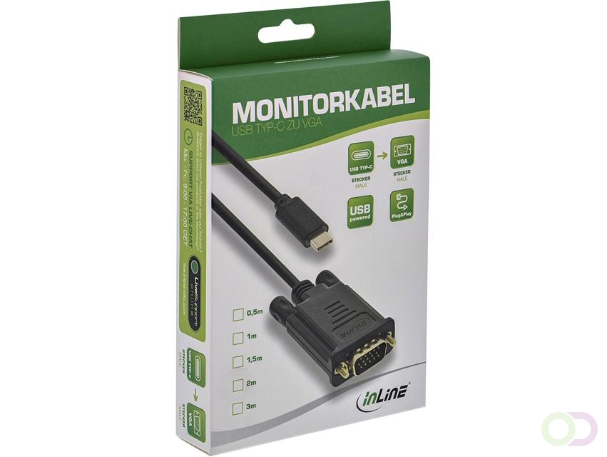 Kabel inLine USB-C VGA 3.1 M/M 2 meter zwart