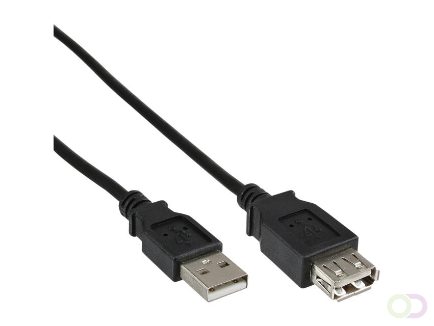 Kabel inLine verlengkabel USB-A 2.0 M/V 1,8 meter zwart