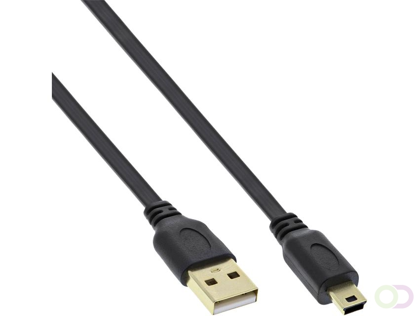Kabel InlLne USB-A mini-B 2.0 platte kabel 2 meter zwart
