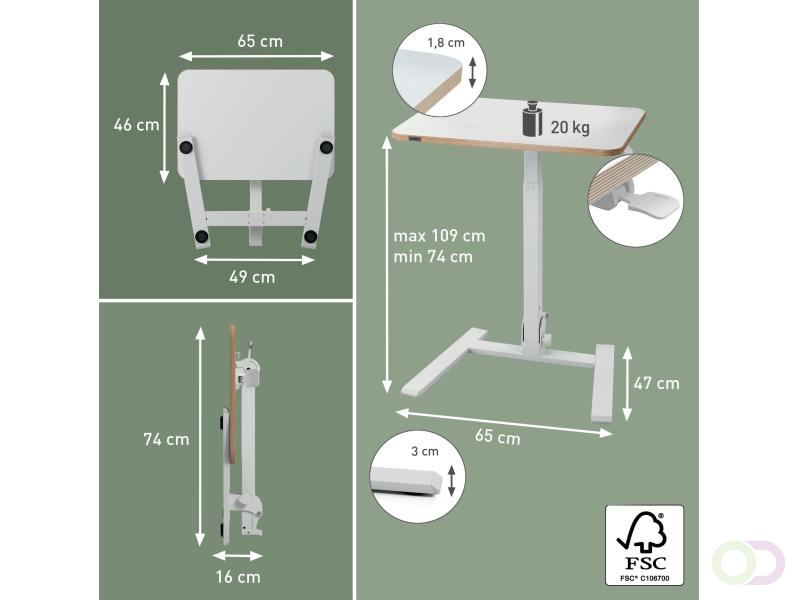 Zit-sta bureau Leitz Ergo compact inklapbaar