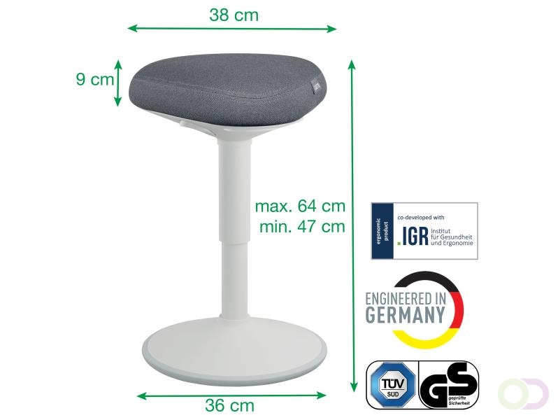 Leitz Ergo Wiebel Zitkruk met Gasveer (47 - 64 cm)