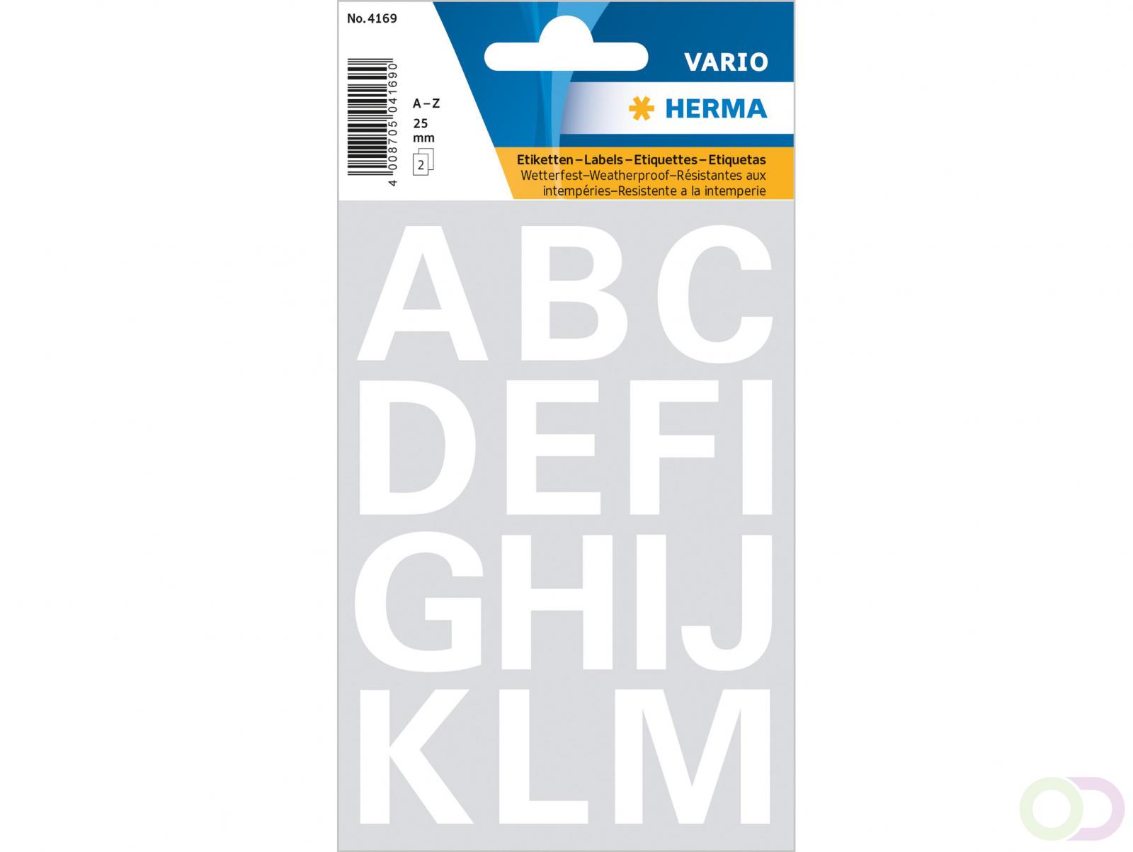 Letters 25 mm A-Z folie watervast wit 2 vel