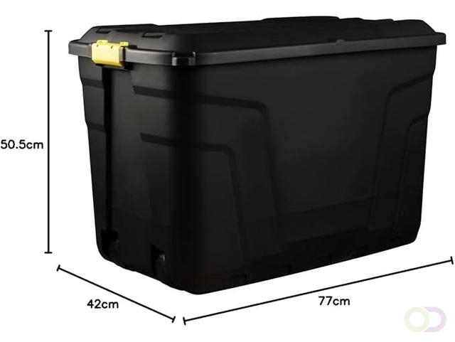 Opbergbox Bankers Box 110L met wielen robuust zwart