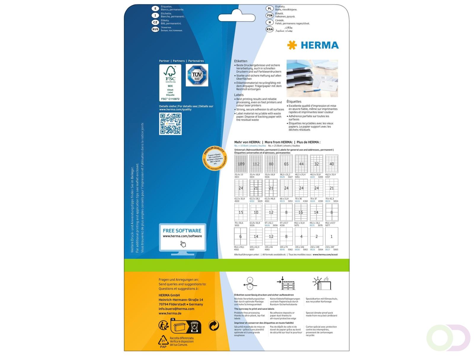 PREMIUM etiketten, A4, 70 x 50,8 mm, wit, permanent hechtend