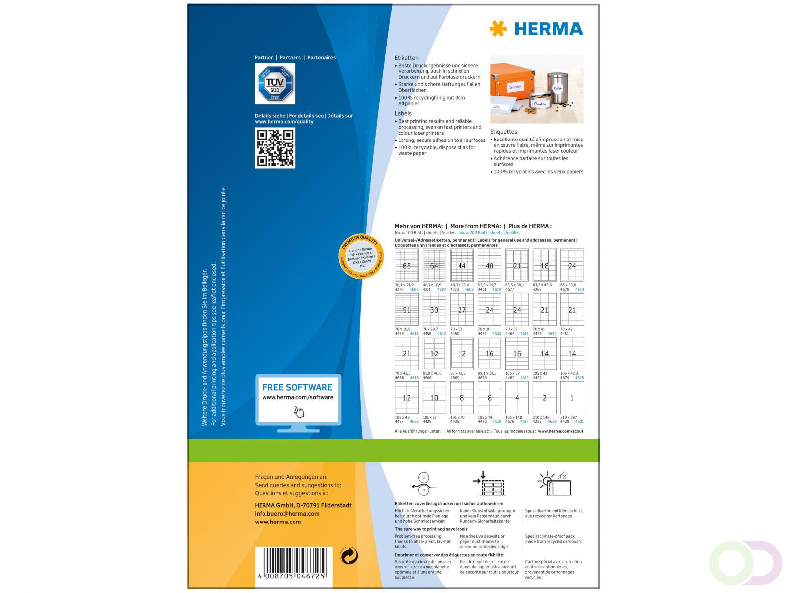 PREMIUM etiketten, A4, 97 x 33,8 mm, wit, permanent hechtend