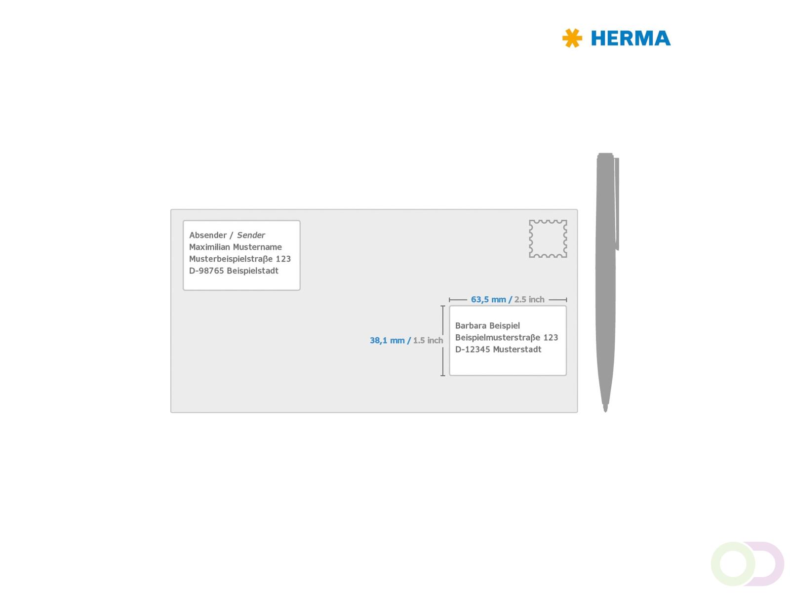 Etiket HERMA 10301 63.5x38.1mm verwijderbaar wit 2100 stuks