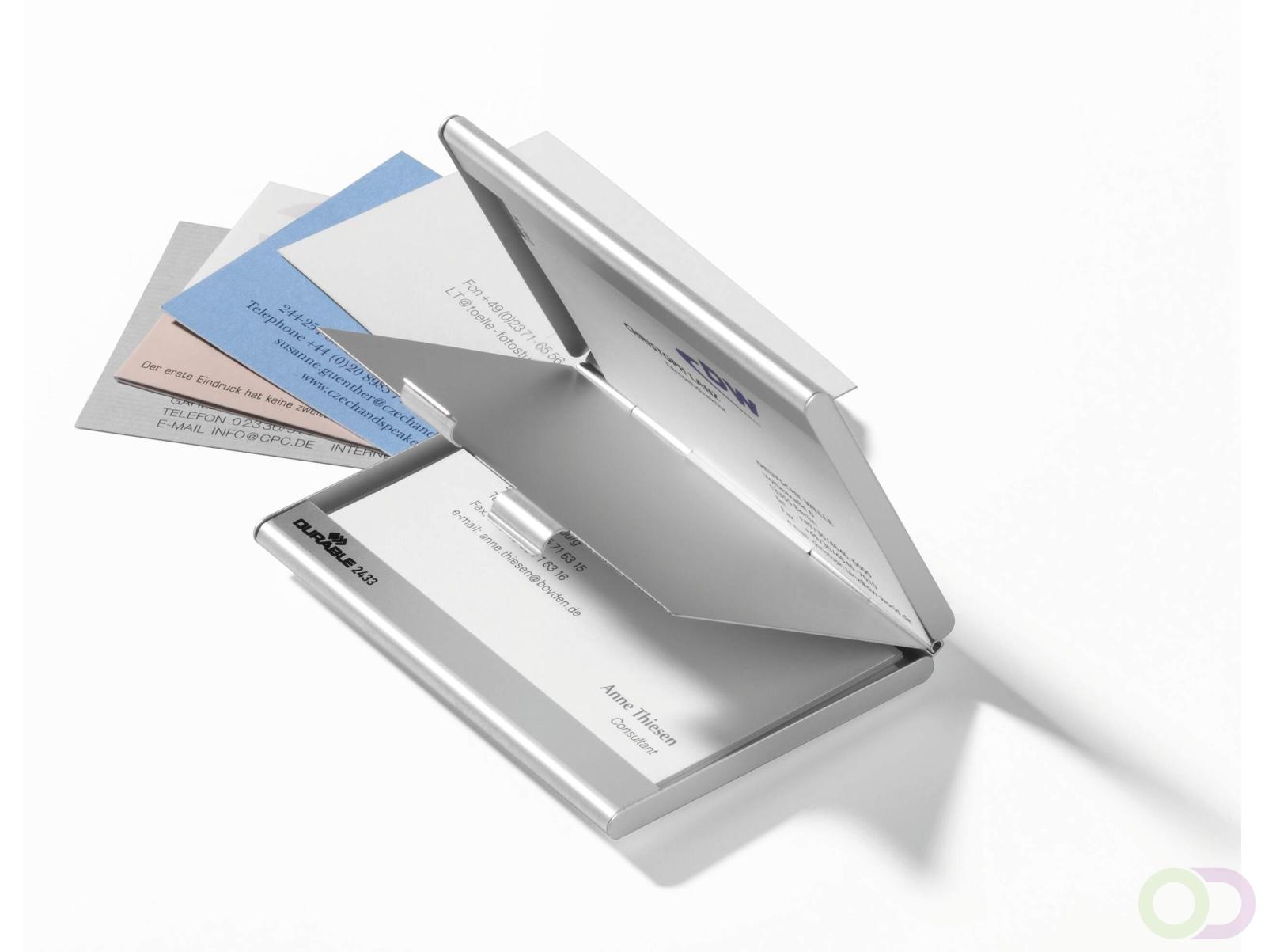 Visitekaartdoosje BUSINESS CARD BOX DUO Aluminium, metaal-zilver