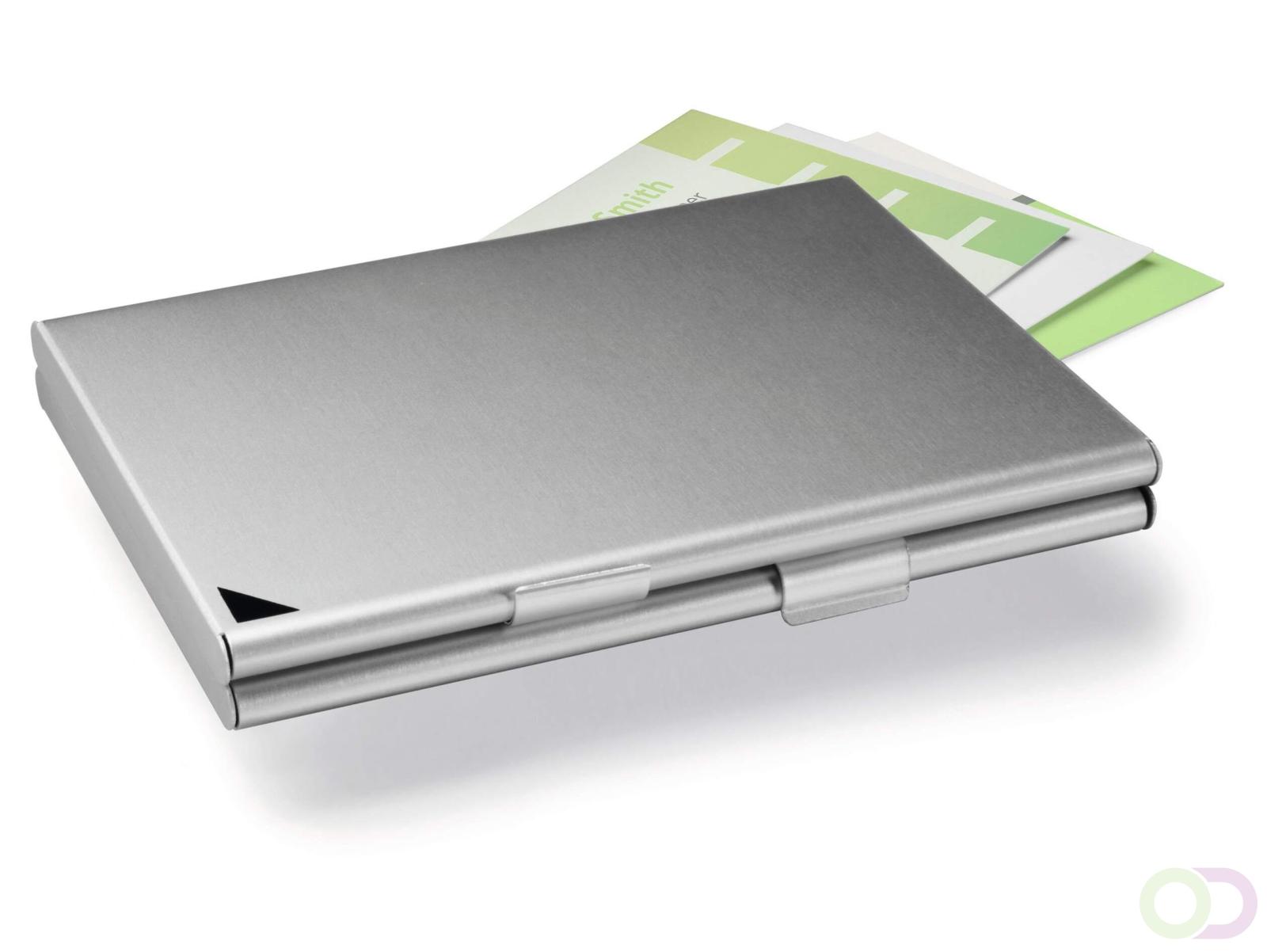 Visitekaartdoosje BUSINESS CARD BOX DUO Aluminium, metaal-zilver