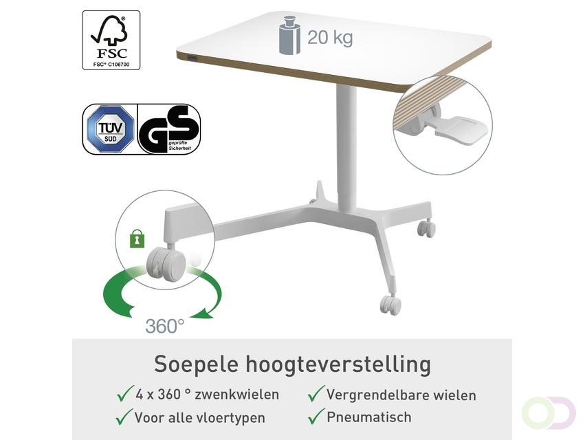 Zit-sta bureau Leitz Ergo compact wielen