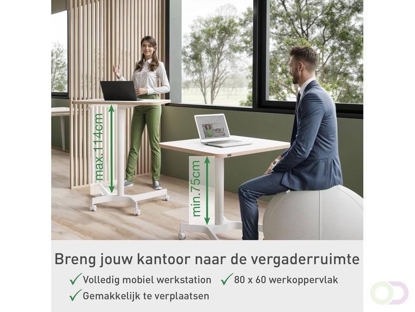 Zit-sta bureau Leitz Ergo compact wielen